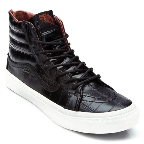 Vans SK8-Hi Slim Zip Croc Leather Shoes