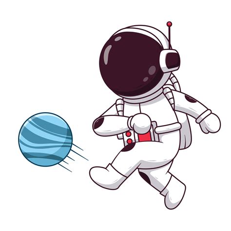 Cute Astronaut Kick a Planet. Astronaut Icon Concept. Flat Cartoon ...