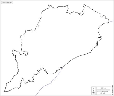 Odisha free map, free blank map, free outline map, free base map coasts ...