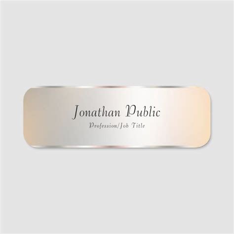 Faux Silver Elegant Professional Template Modern Name Tag | Zazzle ...