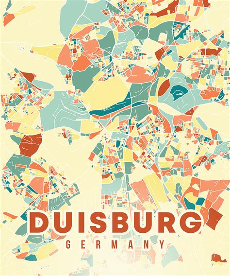 Duisburg Germany Map Digital Art by Alexandru Chirila - Pixels