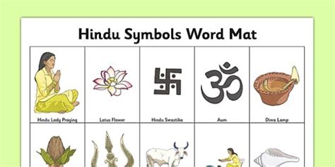 Hindu Symbols Word Mat | Hindu symbols, Symbols, Words