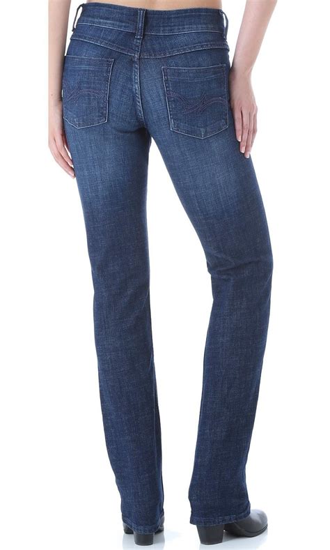 Wrangler - wrangler women's dark wash stretch denim jeans straight leg ...