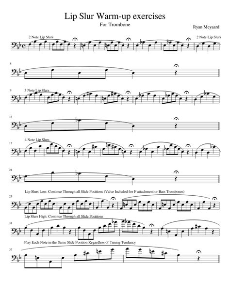 My Lip Slur Warm up exercises Sheet music for Trombone (Solo ...