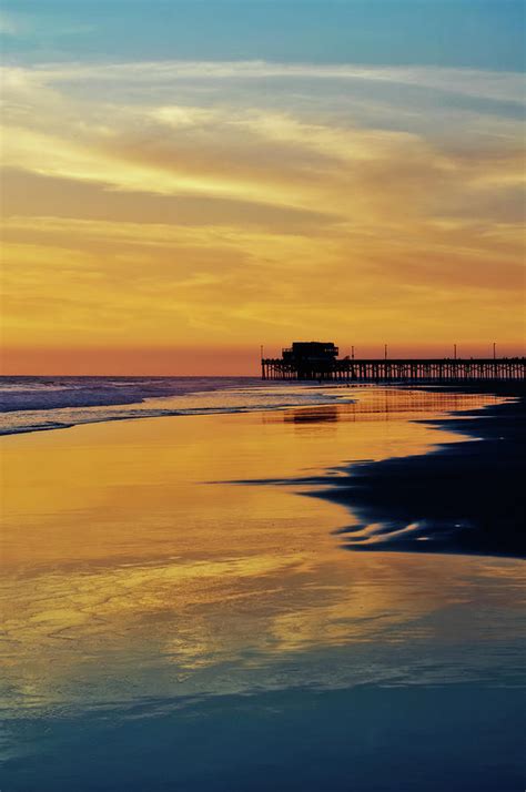 Newport Beach Pier Sunset Portrait Photograph by Kyle Hanson - Fine Art America