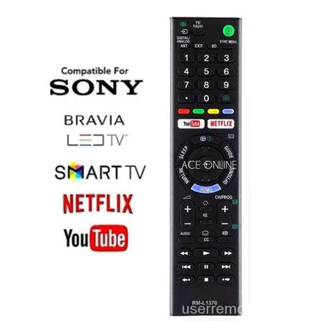 Sony Bravia LED LCD SMART TV Remote Control RM-1370 With Youtube ...