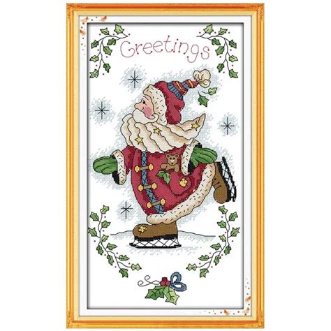 The skating Santa Claus Counted Cross Stitch 11CT 14CT Cross Stitch Sets Wholesale Cross stitch ...