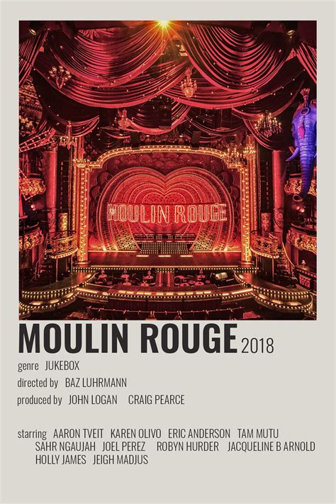 the poster for moulin rouee is displayed in front of a stage with red ...