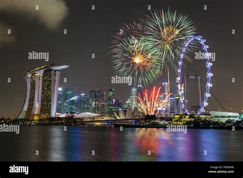 Singapore national day fireworks celebration Stock Photo - Alamy