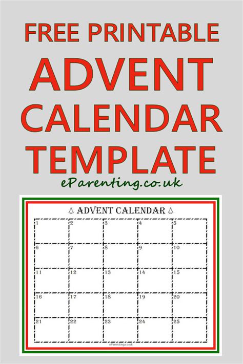 Free Printable Advent Calendar Template 2024