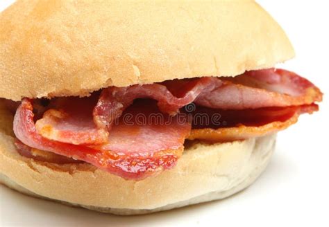 Bacon Bap or Roll Sandwich stock image. Image of closeup - 33602689