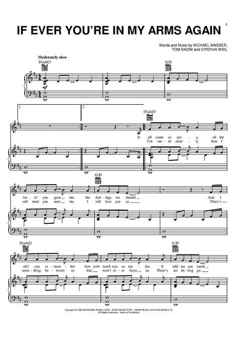 Buy "If Ever You're In My Arms Again" Sheet Music by Peabo Bryson for Piano/Vocal/Chords