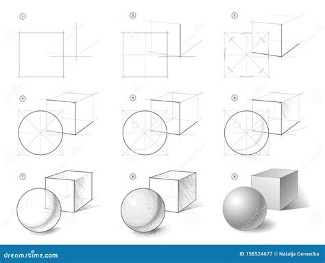 How To Draw Step-wise Still Life Sketch of Geometric Shapes, Cube, Ball ...