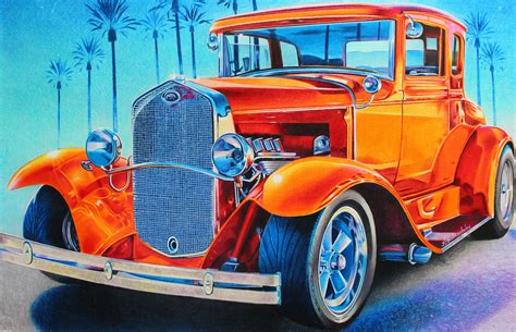 Original Colored Pencil Drawing Car Drawing Car Painting - Etsy UK