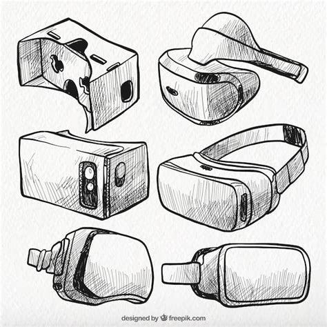 Free Vector | Collection of virtual reality glasses sketches