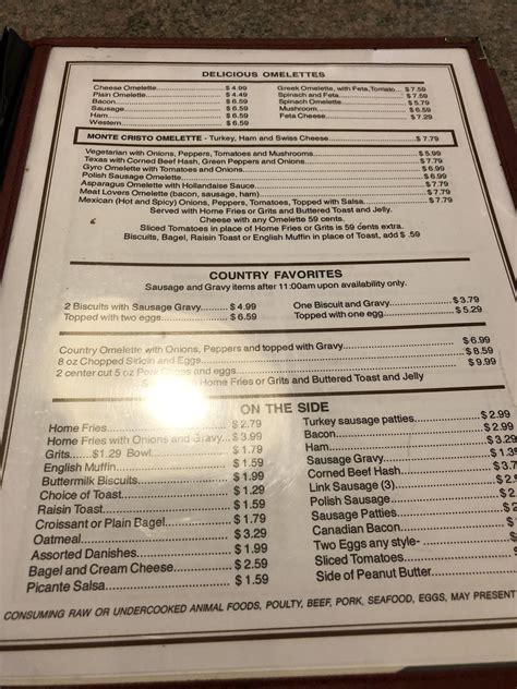 Menu at Emily's Family Restaurant, Palm Harbor, US-19 ALT