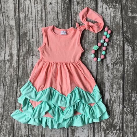 new baby clothes girls summer hot sell sleeveless princess dress coral mint kids boutique ...