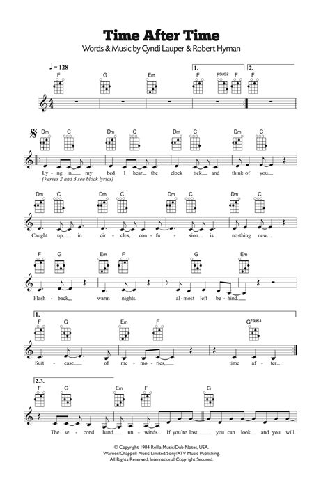 Time After Time Ukulele Chords - Sheet and Chords Collection