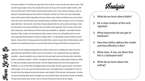 Never Let Me Go extract analysis | Teaching Resources