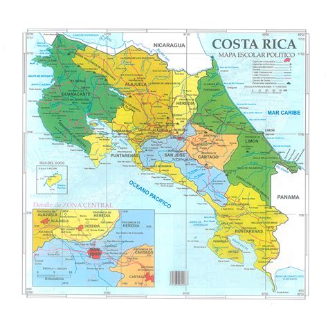 Mapa Fisico Politico de Costa Rica 26.5cm x 29cm – Compre en línea en su Farmacia y Libreria Leisa