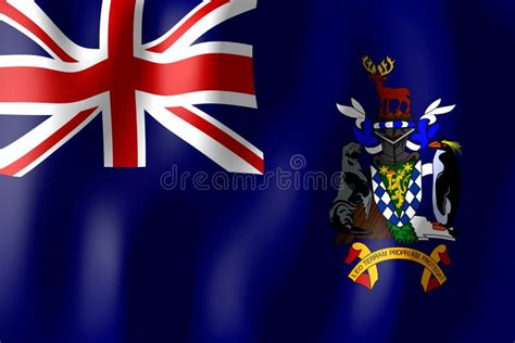 South Georgia and South Sandwich Islands - Waving Flag - 3D Illustration Stock Illustration ...