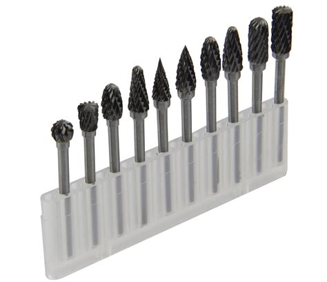 YXGOOD 10 Pieces Tungsten Carbide Double Cut Rotary Burr Set with 3 mm ...