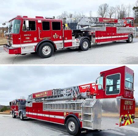 Asheville Fire’s dual driver ladder truck maneuvers through tight spots, features tall ladder ...