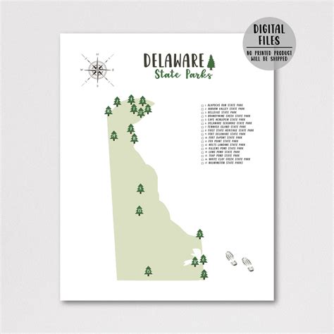 Delaware State Parks Map | Gift For Hiker | Delaware Map – Nomadic Spices