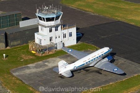 1944 Douglas DC3 and control tower at Ardmore Airport, South Auckland ...