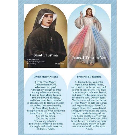 Divine Mercy / Saint Faustina Arched Folding PVC Prayer Cards – Lumen Mundi