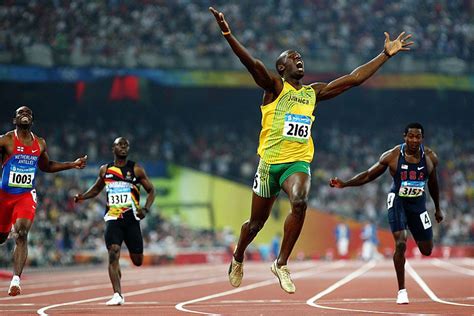 Usain Bolt, after crossing the finish line of the men’s 200m final ...