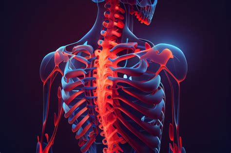 Premium Photo | Illustration of human spine backbone in red color pain ...