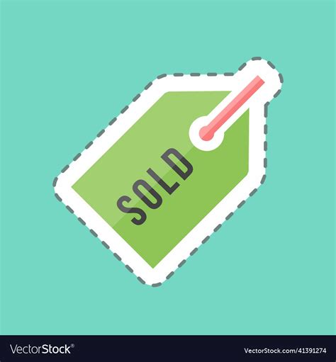 Sold tag sticker in trendy line cut isolated Vector Image