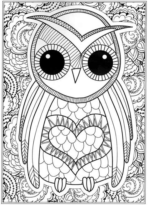 OWL Coloring Pages for Adults. Free Detailed Owl Coloring Pages