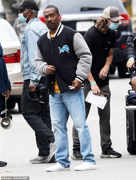 Eddie Murphy, 61, on the set of Beverly Hills Cop 4 in Los Angeles ...