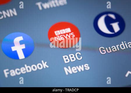 BBC News app logo icon on iPad apps logos icons Stock Photo - Alamy