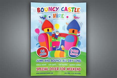 Bouncy Castle Hire Flyer Template Graphic by OWPictures · Creative Fabrica