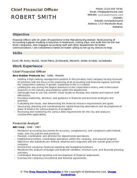 Financial Officer Resume Samples | QwikResume