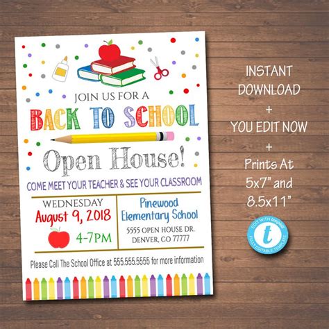 EDITABLE School Open House Flyer Printable PTA PTO Flyer | Etsy | School open house, School ...