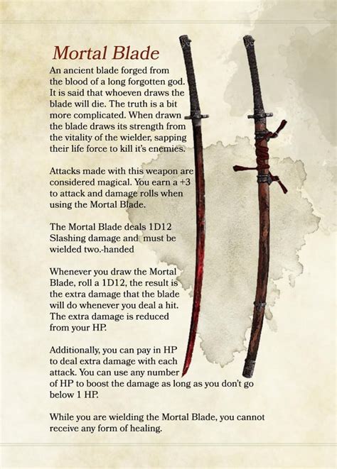 Mortal Blade from Sekiro : r/DnDHomebrew