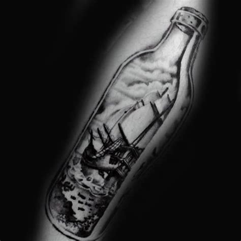 60 Ship In A Bottle Tattoo Designs For Men - Maritime Art Ideas