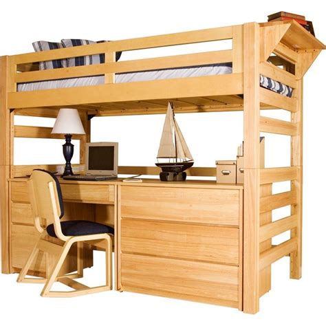 University Loft Graduate Series Twin XL Open Loft Bed Natural Finish ...