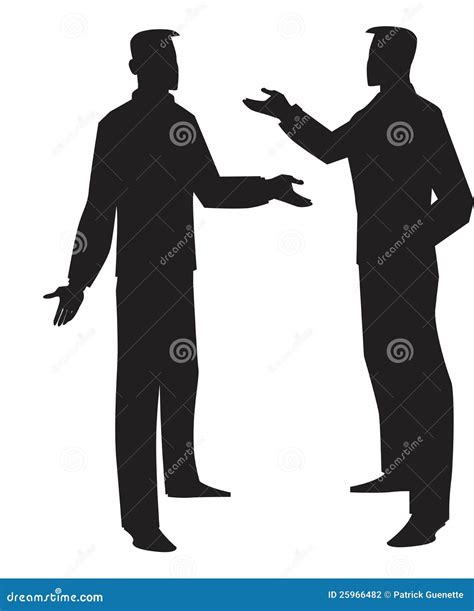 Silhouette Of Two Men Talking, Illustration Stock Photography - Image: 25966482