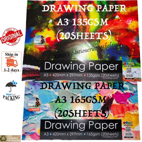 A3 DRAWING PAPER 135GSM / A3 DRAWING PAPER 165GSM [20 SHEETS] (READY ...