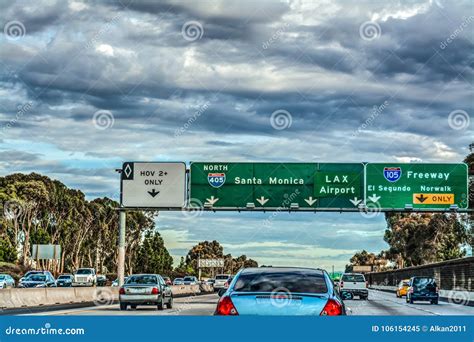 Exit Signs in 405 Freeway in Los Angeles Stock Image - Image of angeles ...