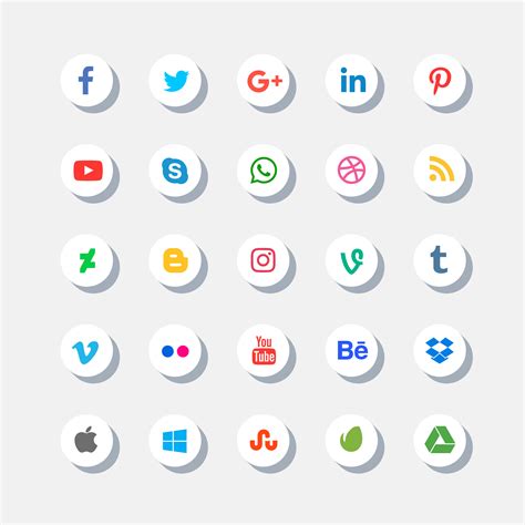 social media icons set with shadow - Download gratis vectorkunst en ...