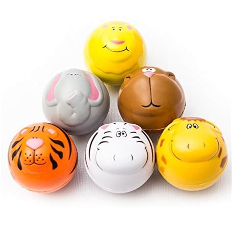 Fun Central AU200 12 pieces Assorted Zoo Animals Squeeze Stress Ball ...