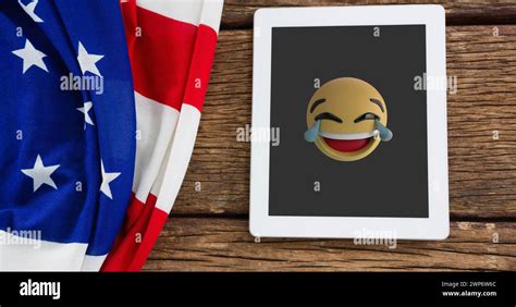 Image of emoji icons over american flag Stock Photo - Alamy