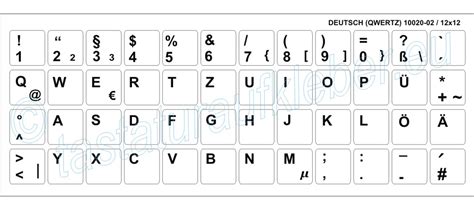 Hochwertige Tastaturaufkleber DEUTSCH (QWERTZ-Tastaturlayout), 12x12 mm. Tastengrösse ...