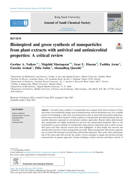 (PDF) An Overview of Copper Nanoparticles: Synthesis, Characterisation ...